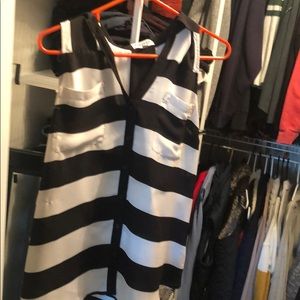 Express Black and White Sleeveless Portofino Top